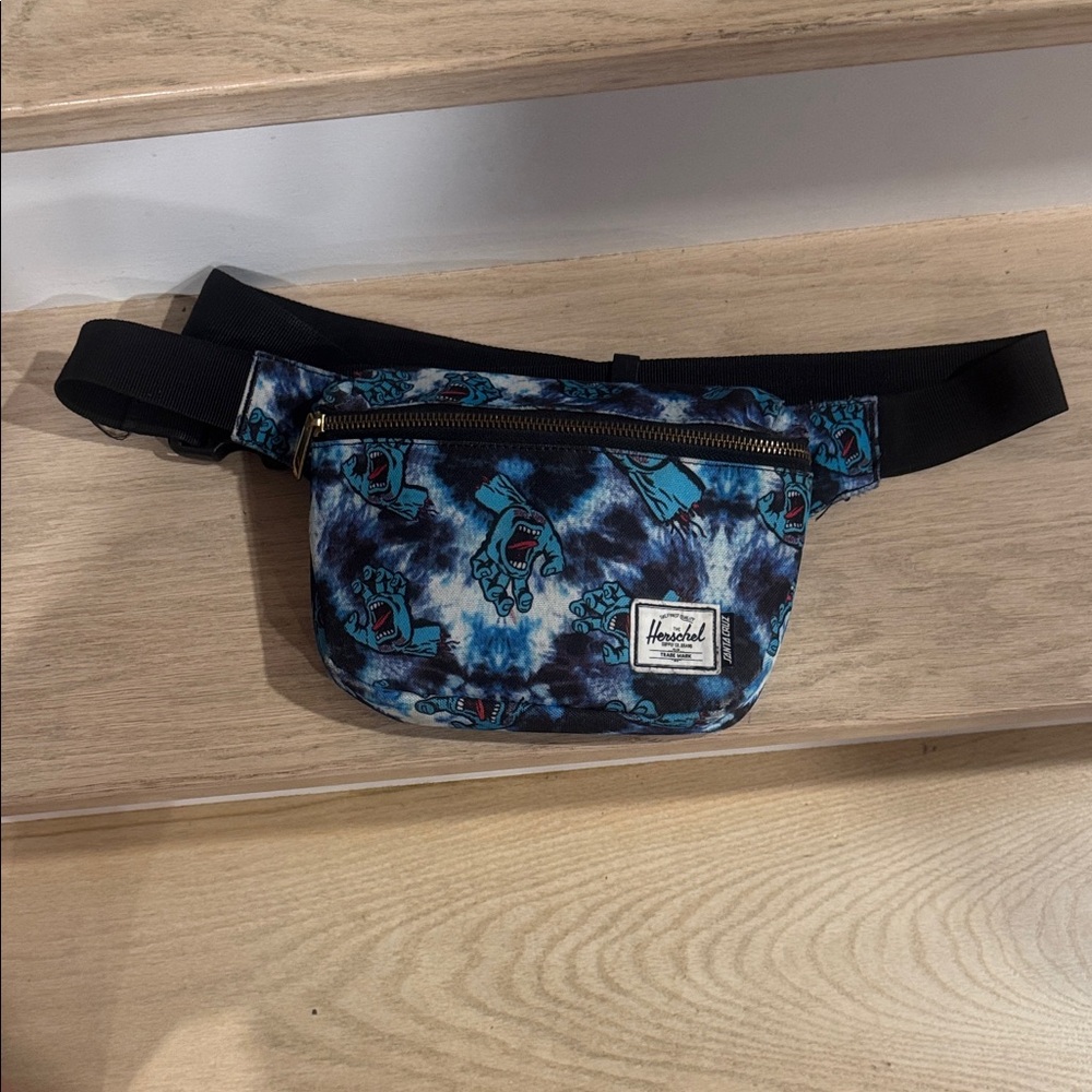Herschel Supply Company Santa Cruz Black and Blue Graphic Belt Bag Fanny pack